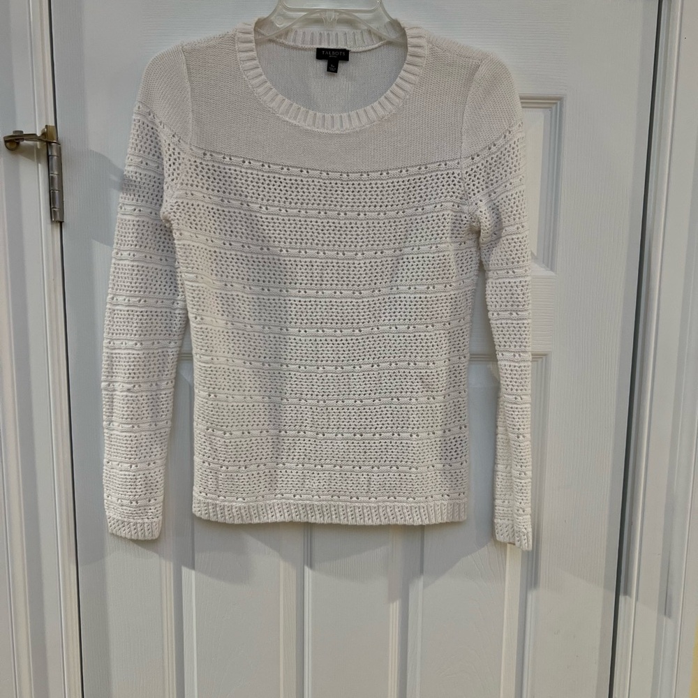 Ladies Size SP Petites "Talbots" Cream Textured Knit Sweater GUC ❤️